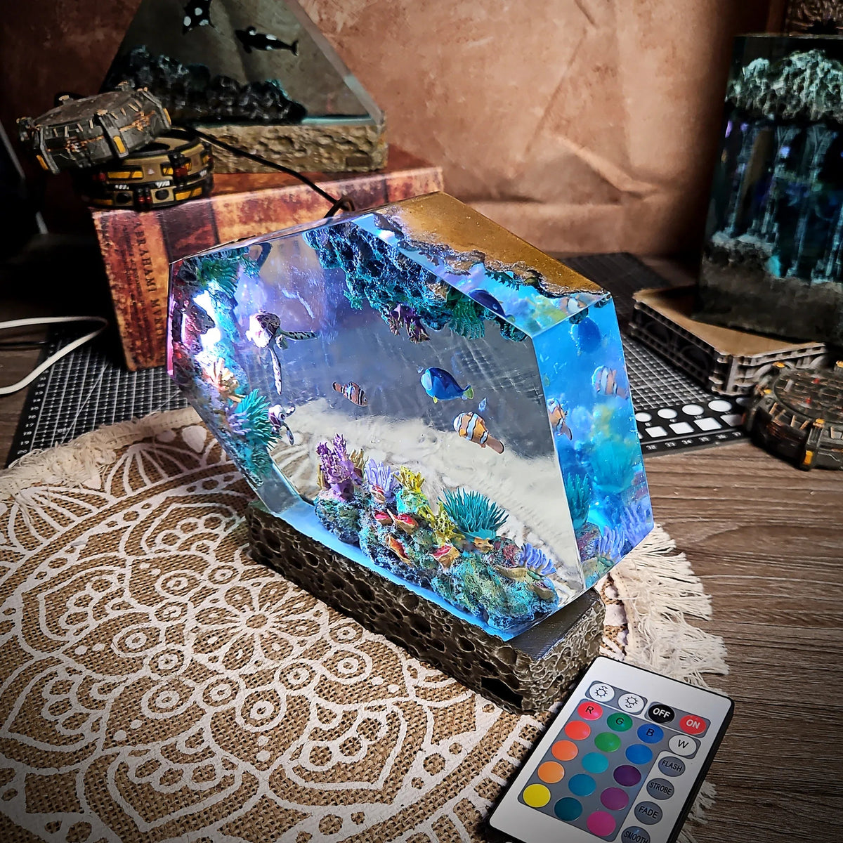 Nemo Hexagon Resin Lamp - handmade resin lamp