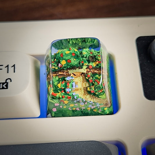 Hobbit Home Keycap - handmade resin keycap side view