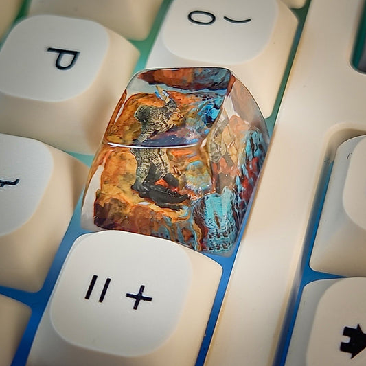 Kingkong Keycap - handmade resin keycap side view