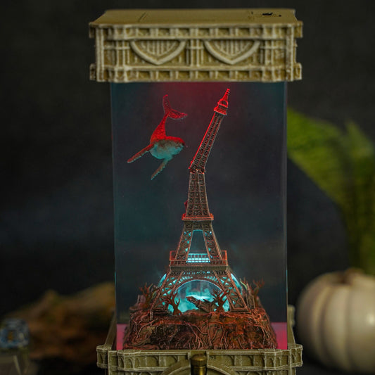Eiffel Tower Clock Resin Lamp - handmade resin lamp