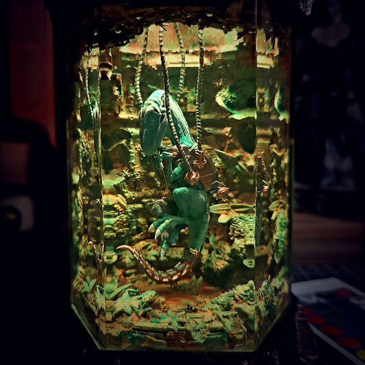 Raptor Hexagon Resin Lamp - handmade resin lamp