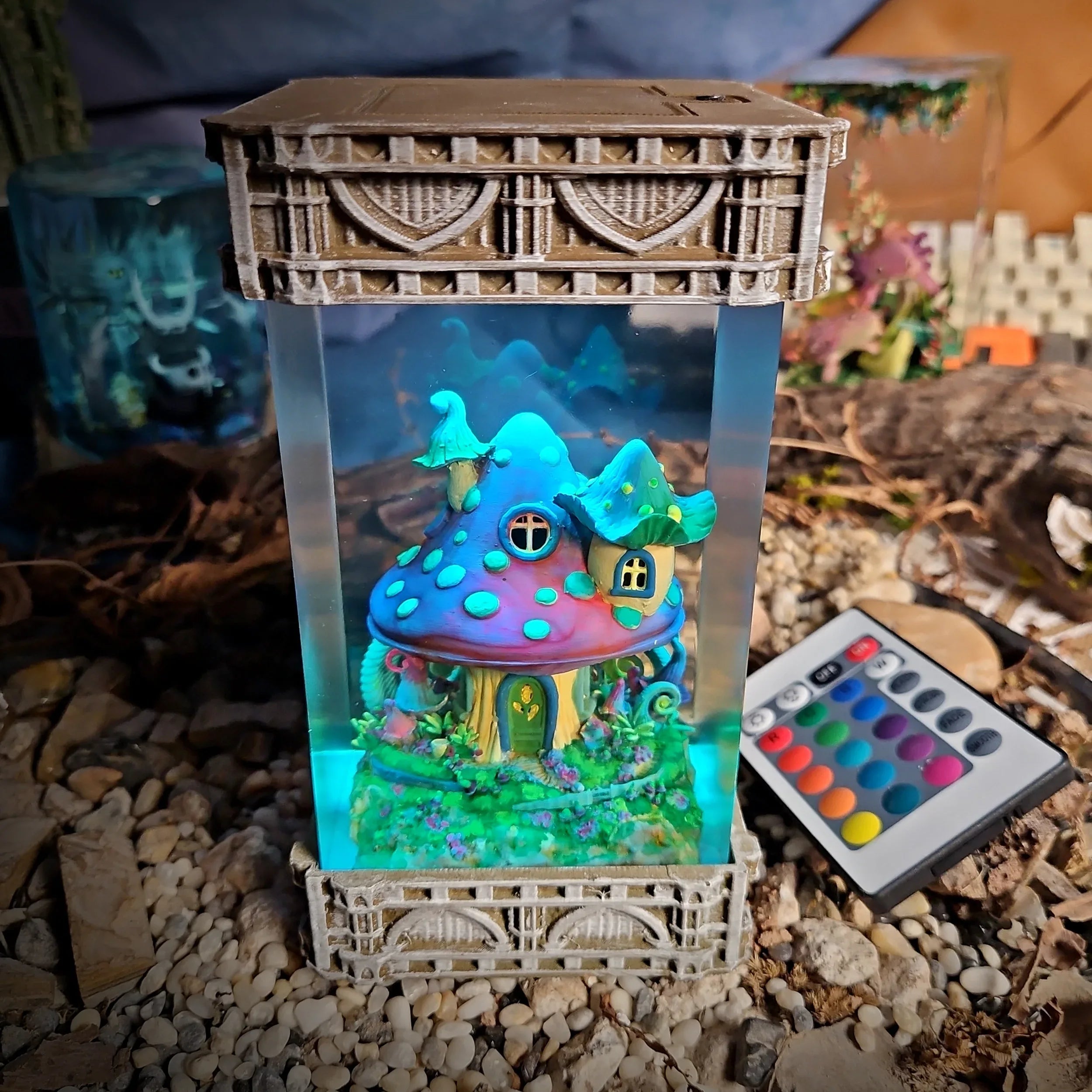 Mushroom House Resin Lamp - handmade resin lamp