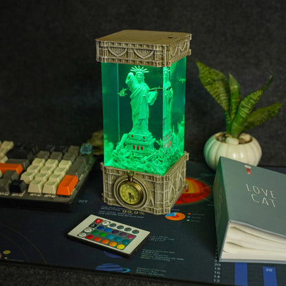 Statue of Liberty Clock Resin Lamp - handmade resin lamp