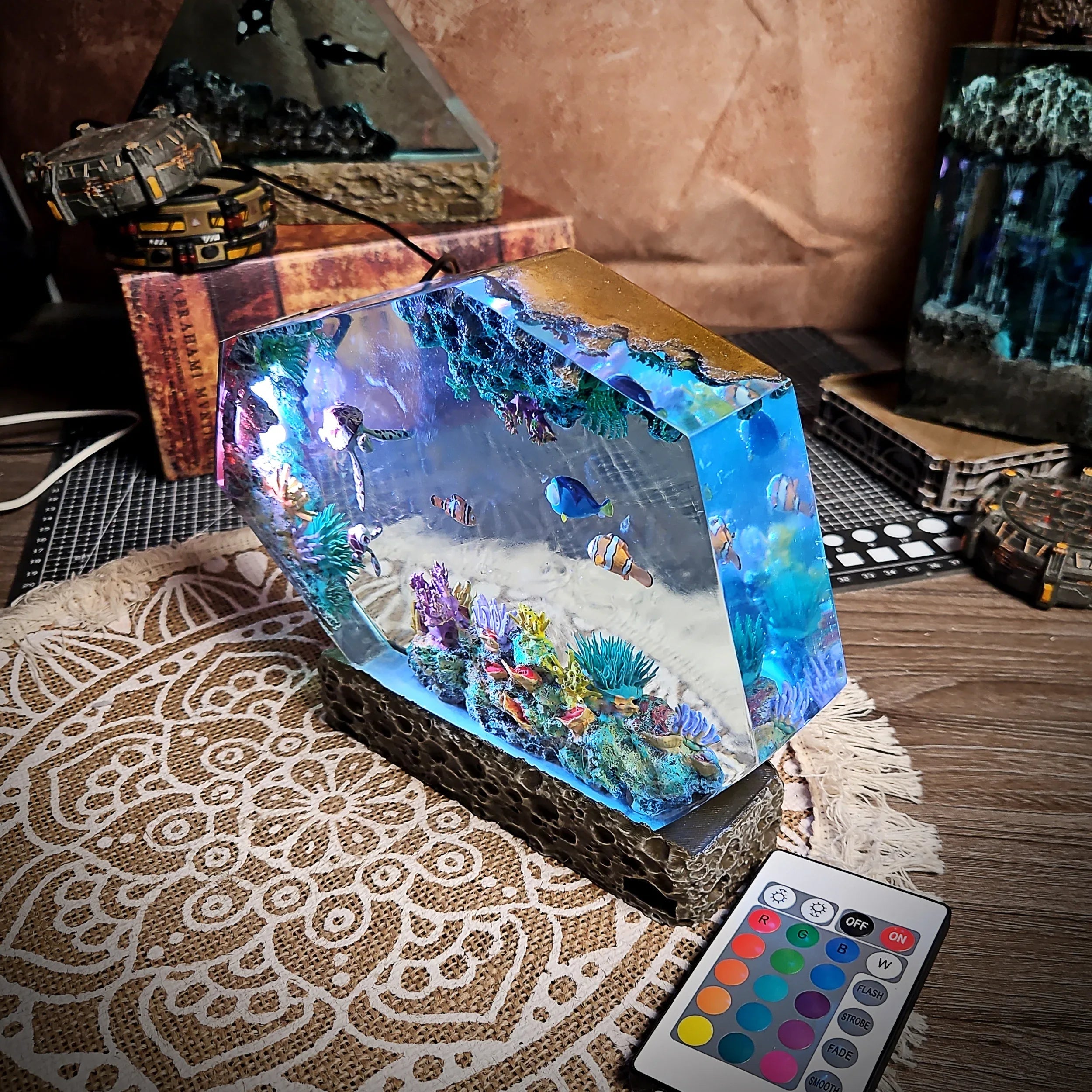 Nemo Hexagon Resin Lamp - handmade resin lamp