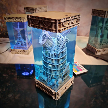 Pisa Tower Resin Lamp - handmade resin lamp