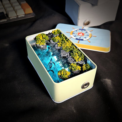 Whale Tin Light Box - handmade resin light box