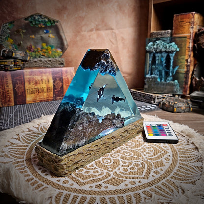 Ocean Whale Triangle Resin Lamp - handmade resin lamp