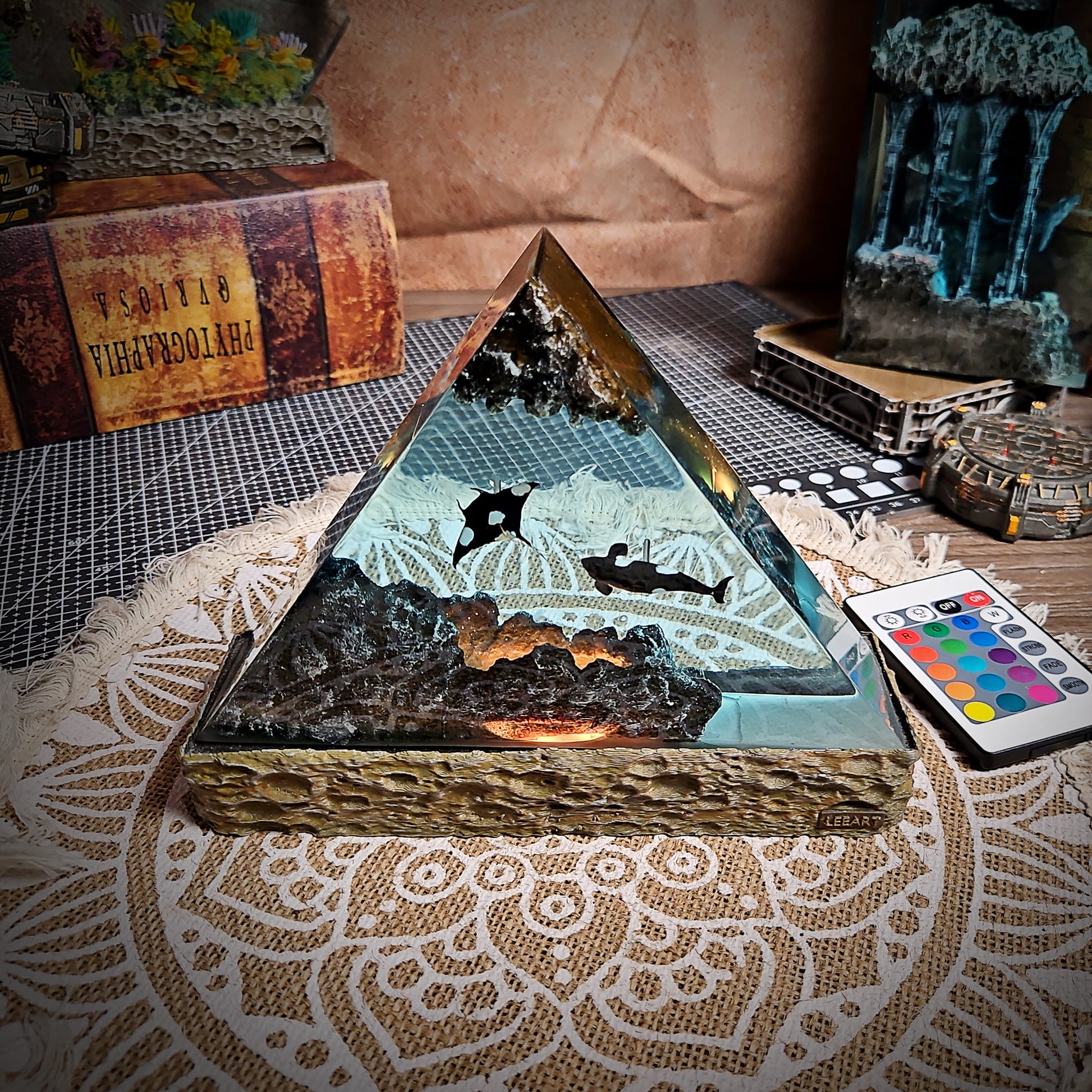 Ocean Whale Triangle Resin Lamp - handmade resin lamp