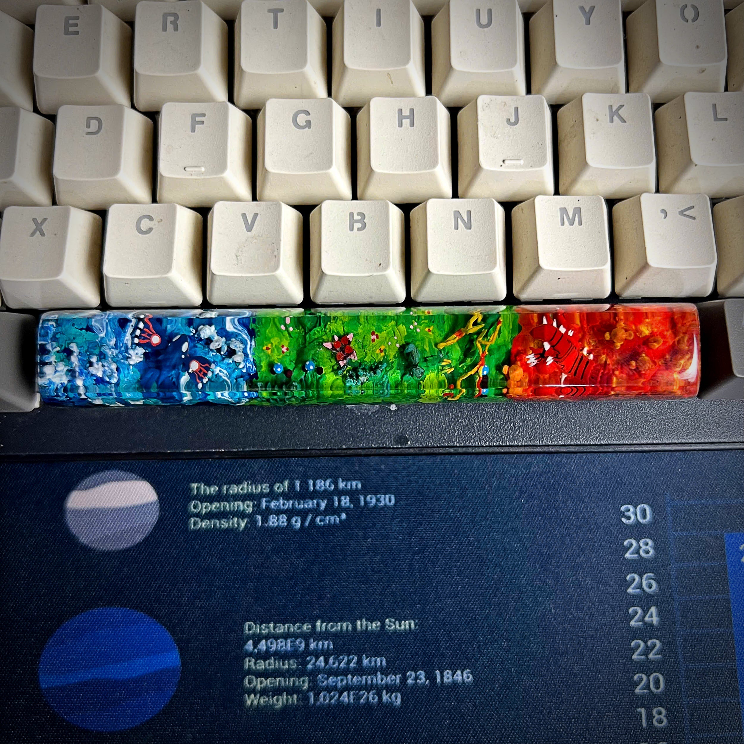 Rayquaza Space Keycap - handmade resin spacebar keycap