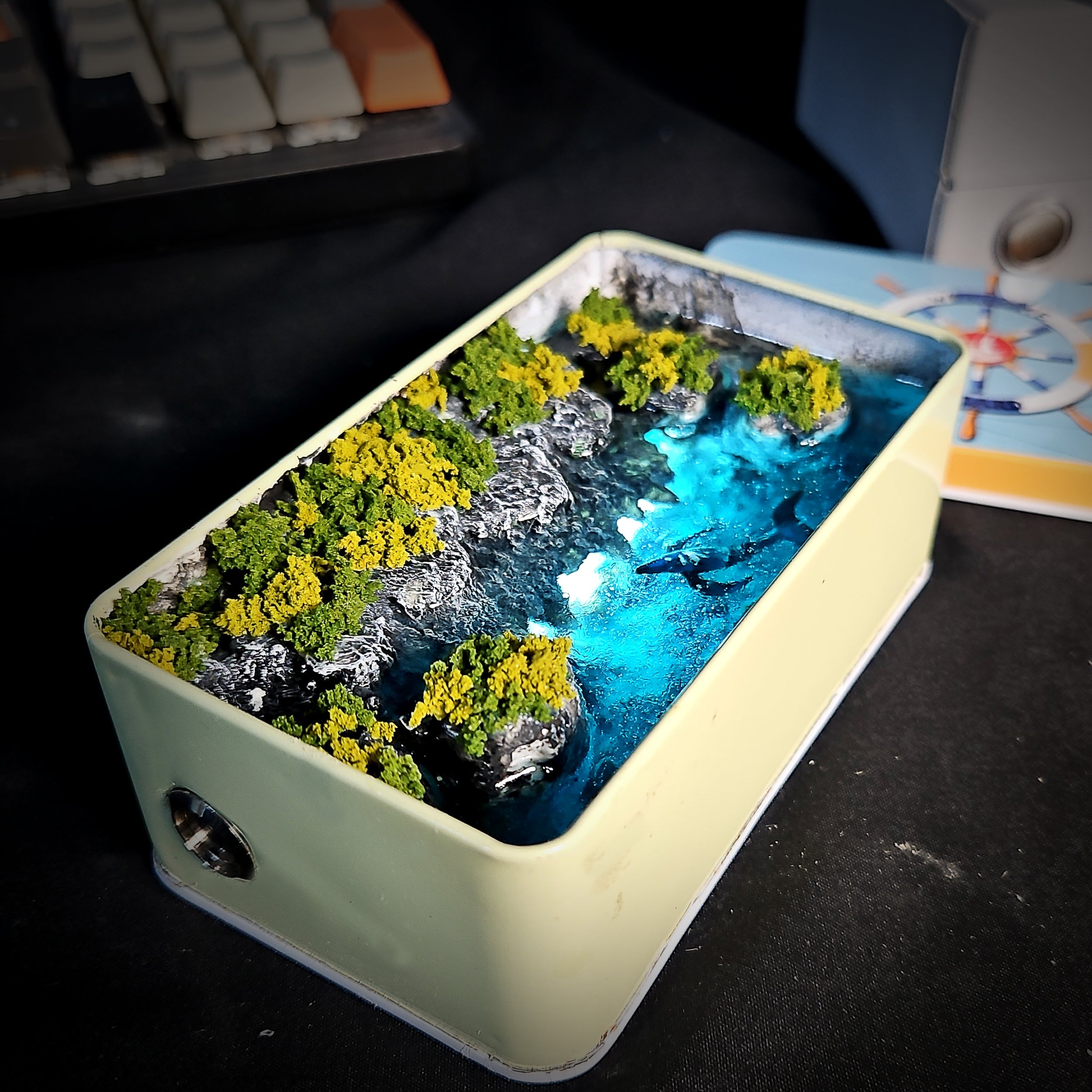 Whale Tin Light Box - handmade resin light box