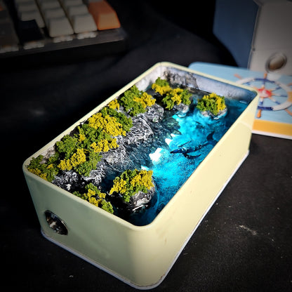 Whale Tin Light Box - handmade resin light box