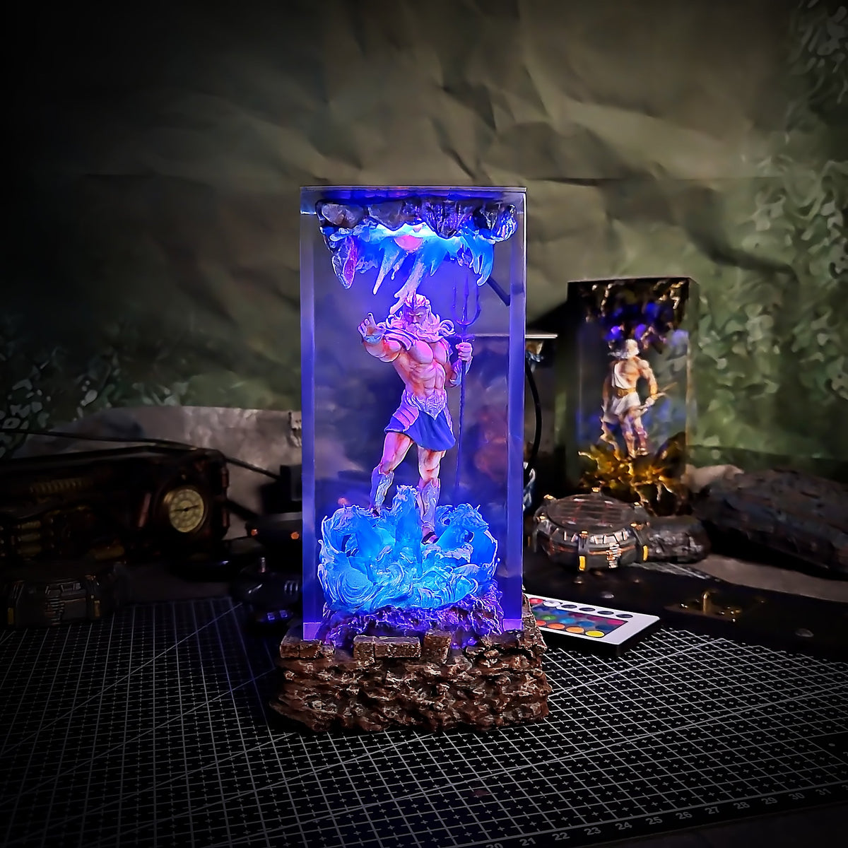 Athens Poseidon Resin Lamp - handmade resin lamp