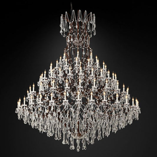 Iron & Crystal Round Chandelier 101"