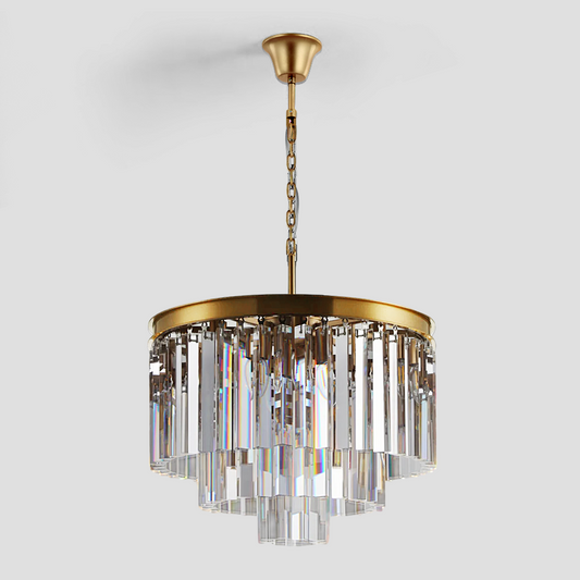 1920s Tedem Multi-Tier Clear/Smoke Crystal Round Chandelier