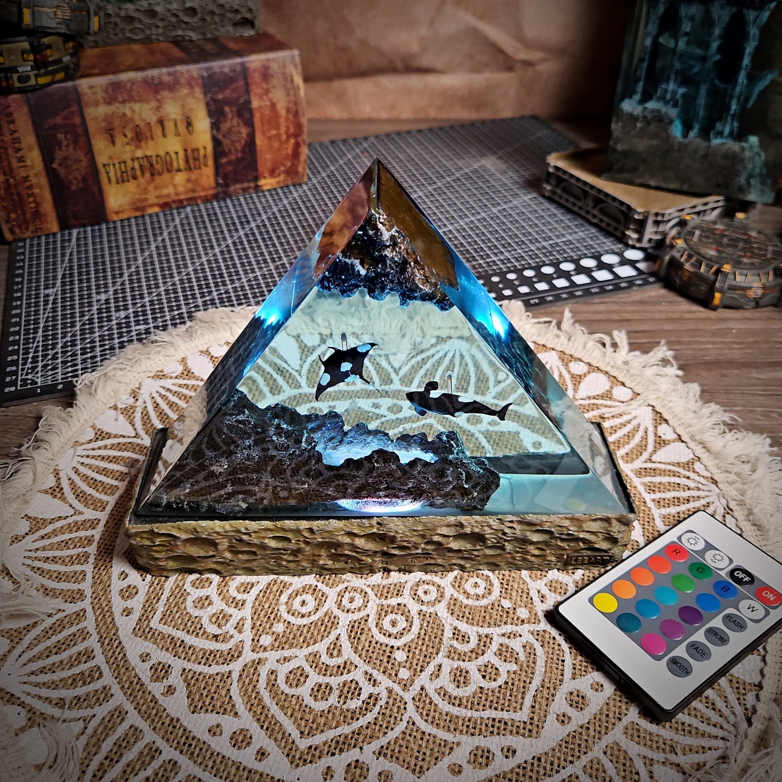 Ocean Whale Triangle Resin Lamp