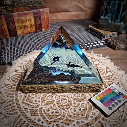 Ocean Whale Triangle Resin Lamp - handmade resin lamp
