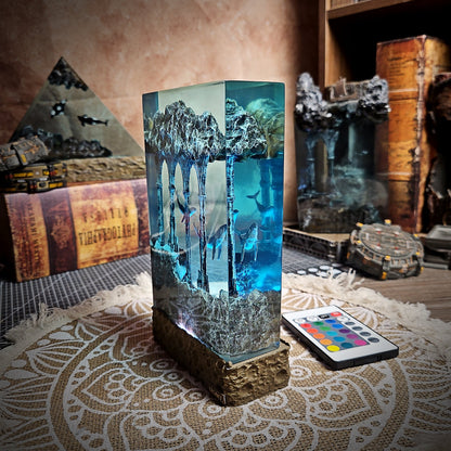 Ocean Whale Rectangle Resin Lamp - handmade resin lamp