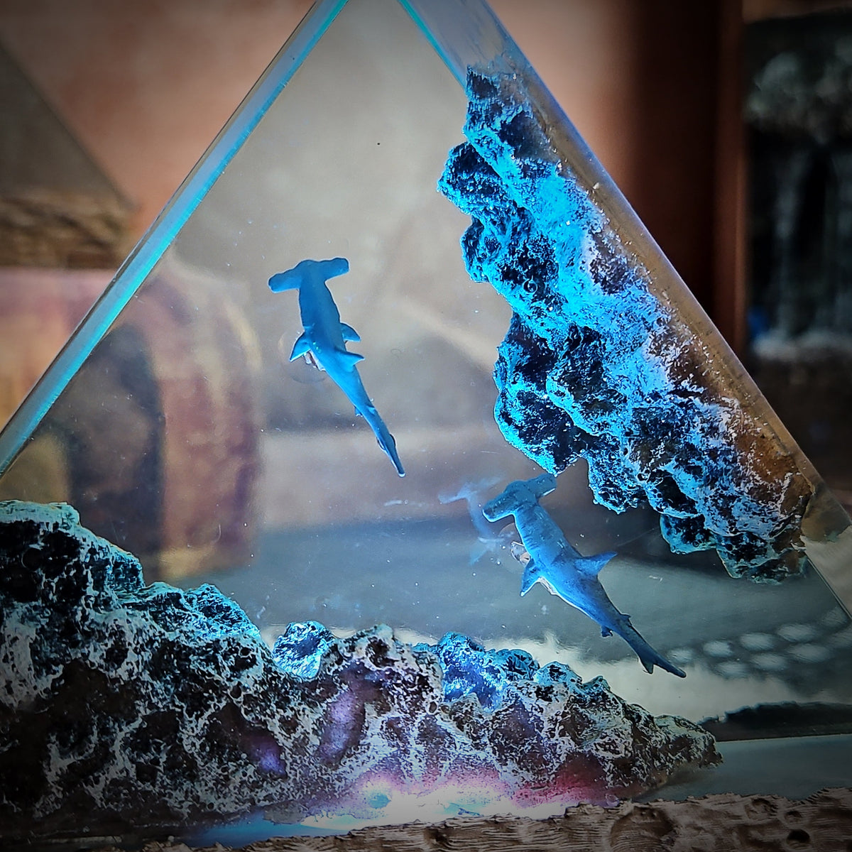 Ocean Shark Triangle Resin Lamp - handmade resin lamp