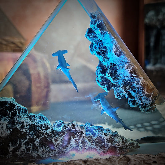 Ocean Shark Triangle Resin Lamp - handmade resin lamp
