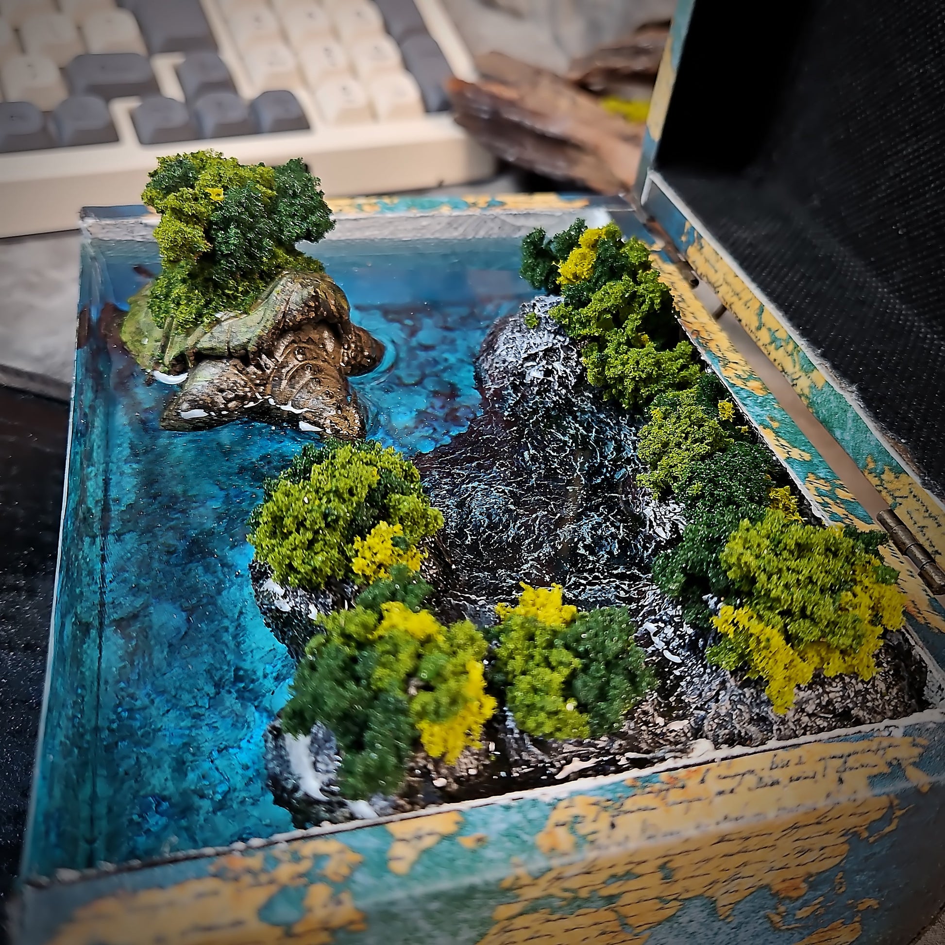 Map Turtle Light Box - handmade resin light box