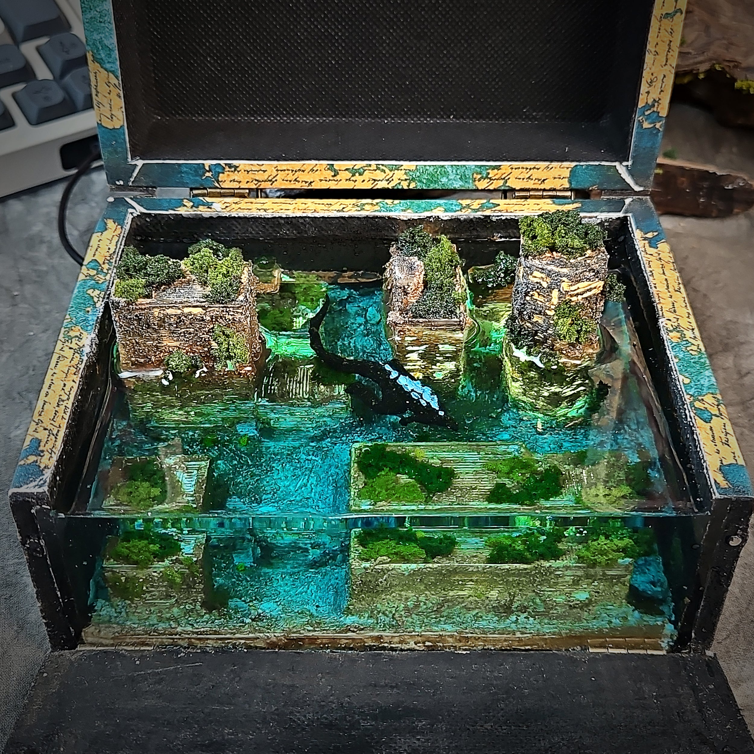 The Lost City Light Box - handmade resin light box