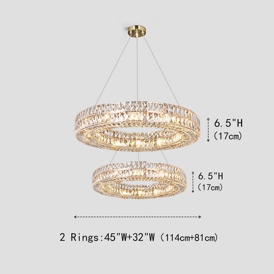 Dina Halo Crystal Multi-Tier Ring Chandelier