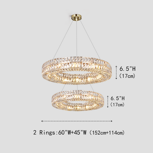 Dina Halo Crystal Multi-Tier Ring Chandelier