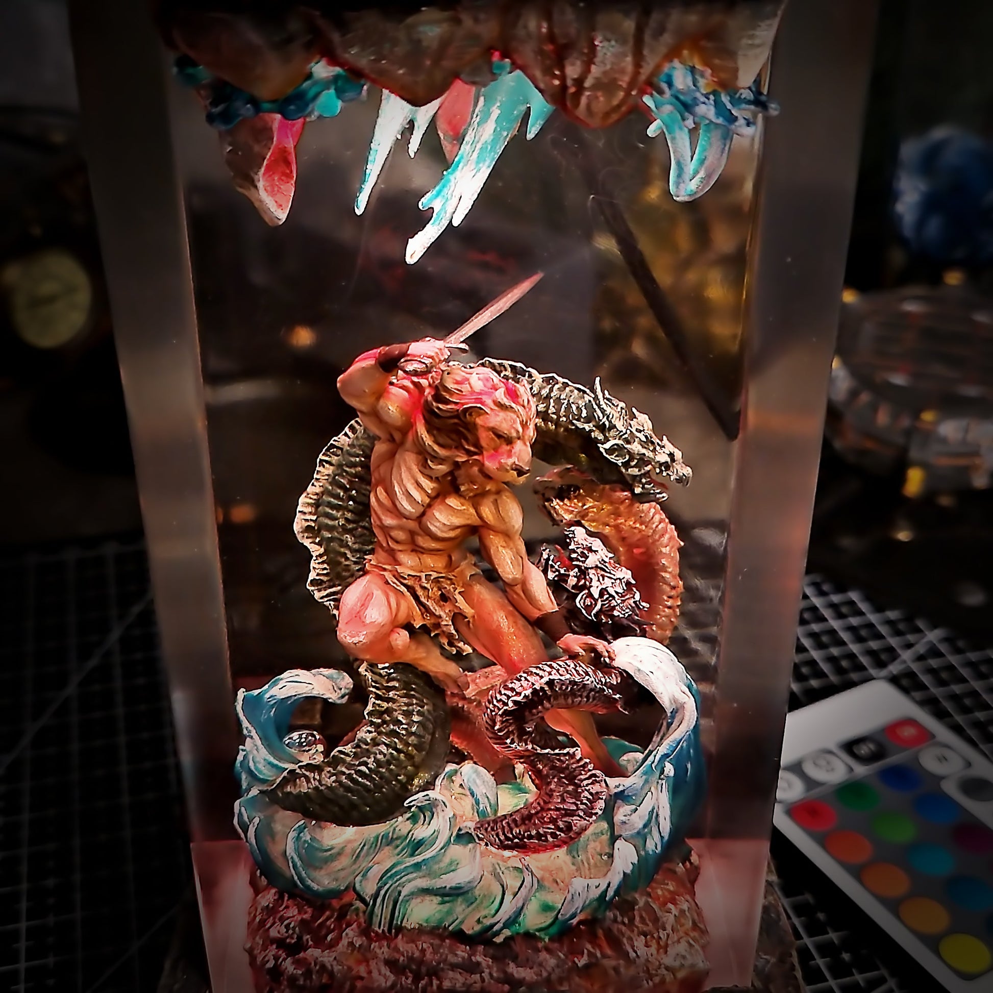 Athens Hercules Resin Lamp - handmade resin lamp