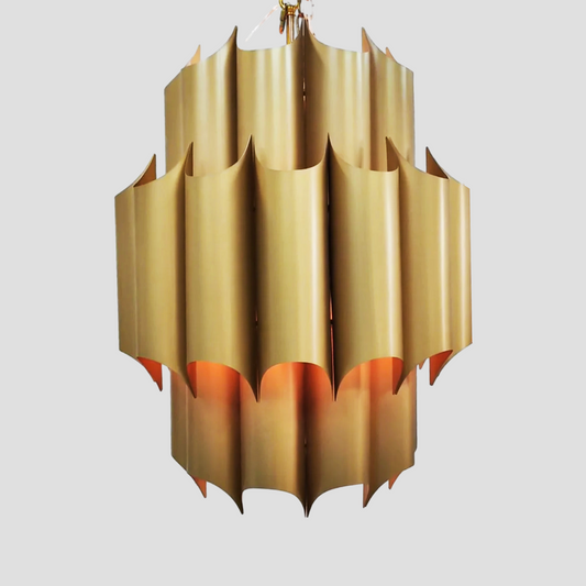 Cathed Brass Fluted Chandelier