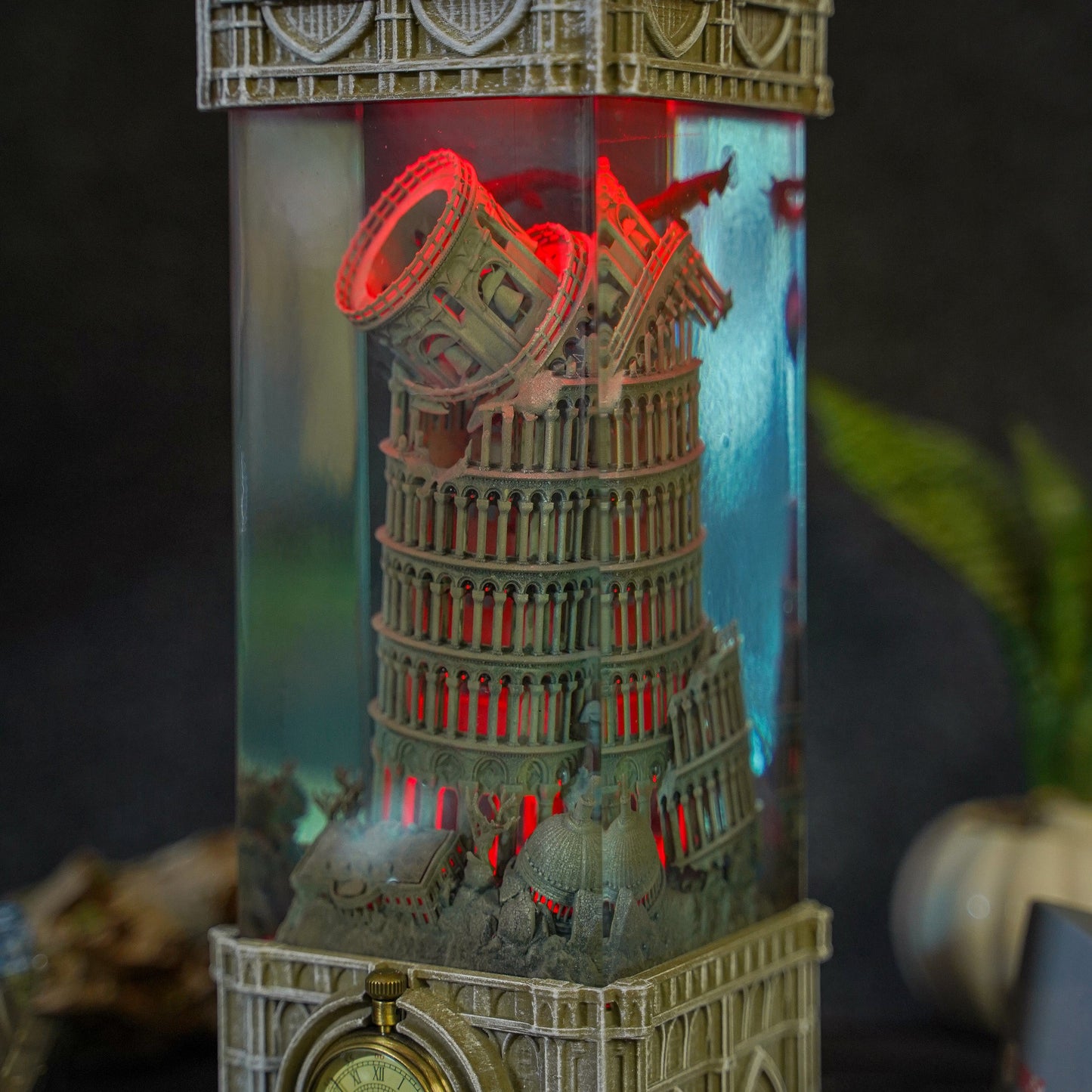 Pisa Tower Clock Resin Lamp - handmade resin lamp