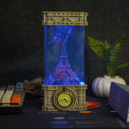 Eiffel Tower Clock Resin Lamp - handmade resin lamp