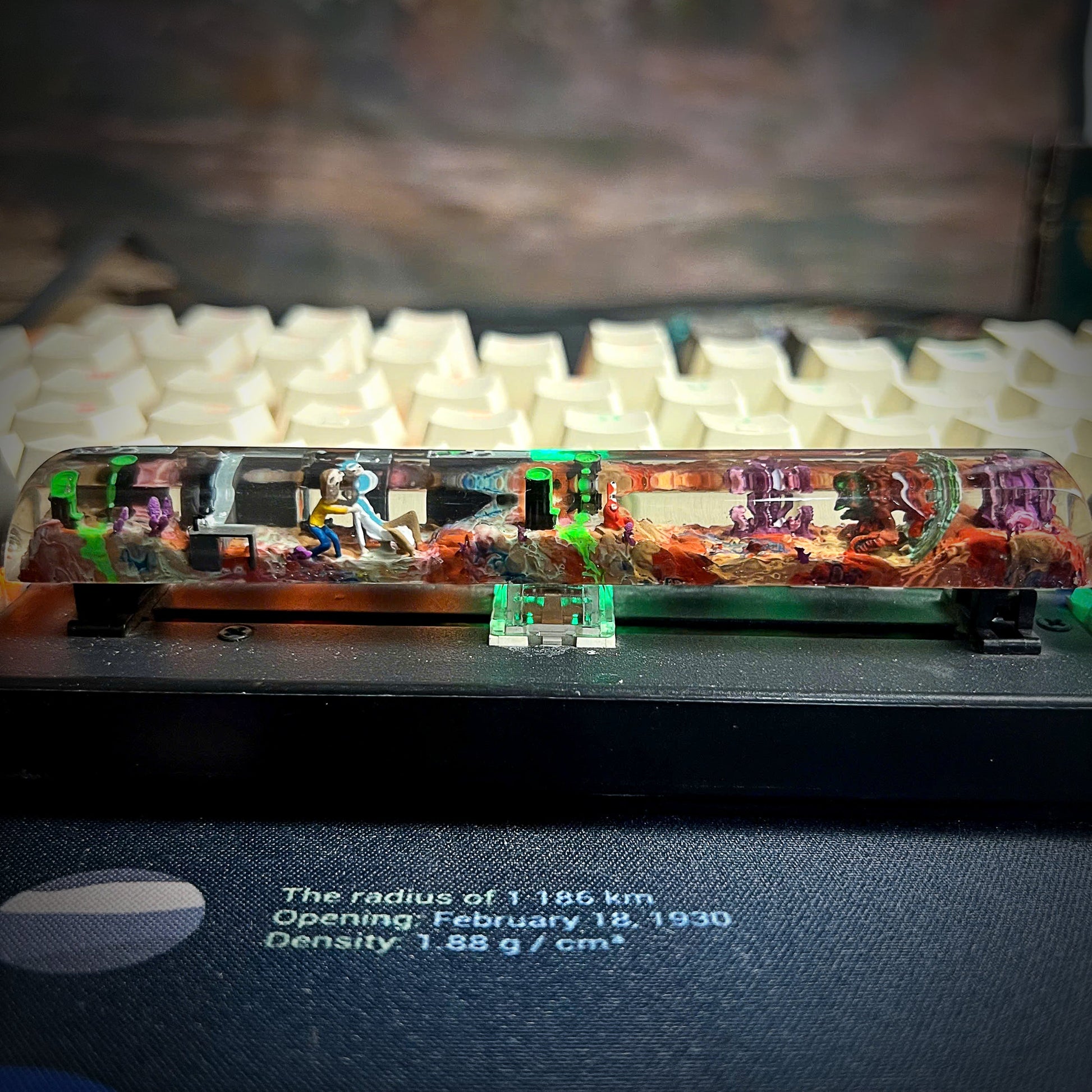 Rick and Morty Space Keycap - handmade resin spacebar