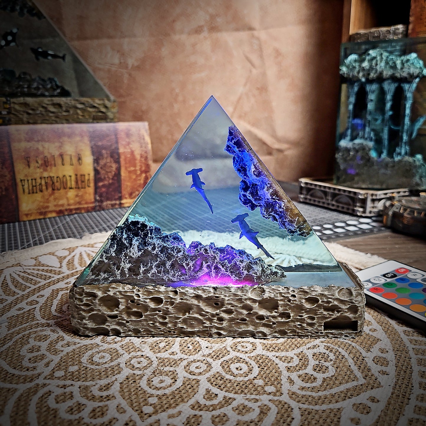 Ocean Shark Triangle Resin Lamp - handmade resin lamp