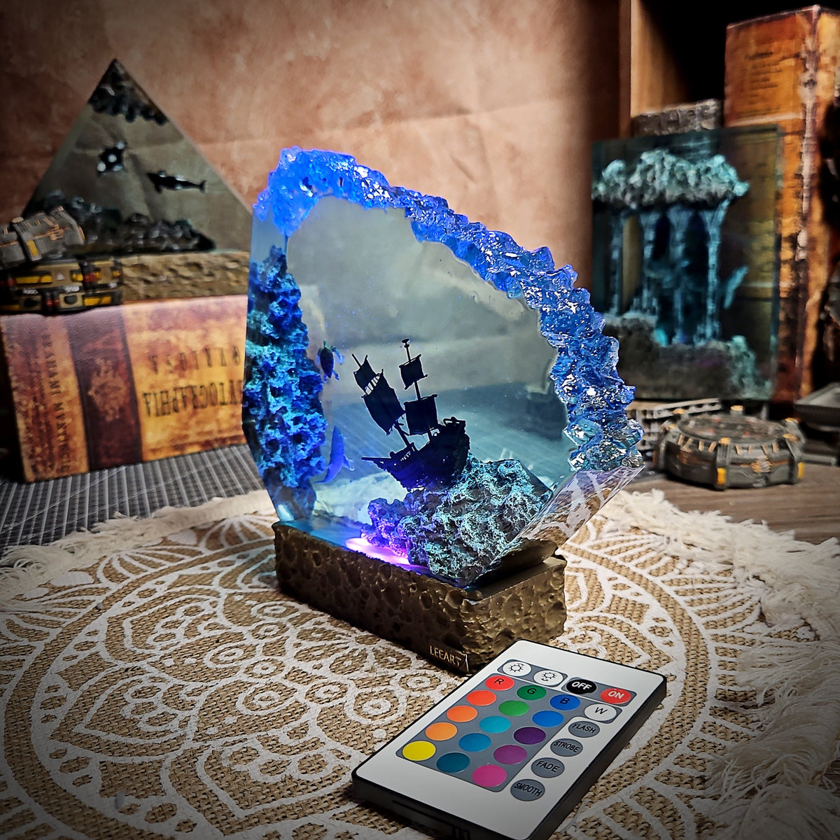 Ocean Shipwreck Resin Lamp - handmade resin lamp