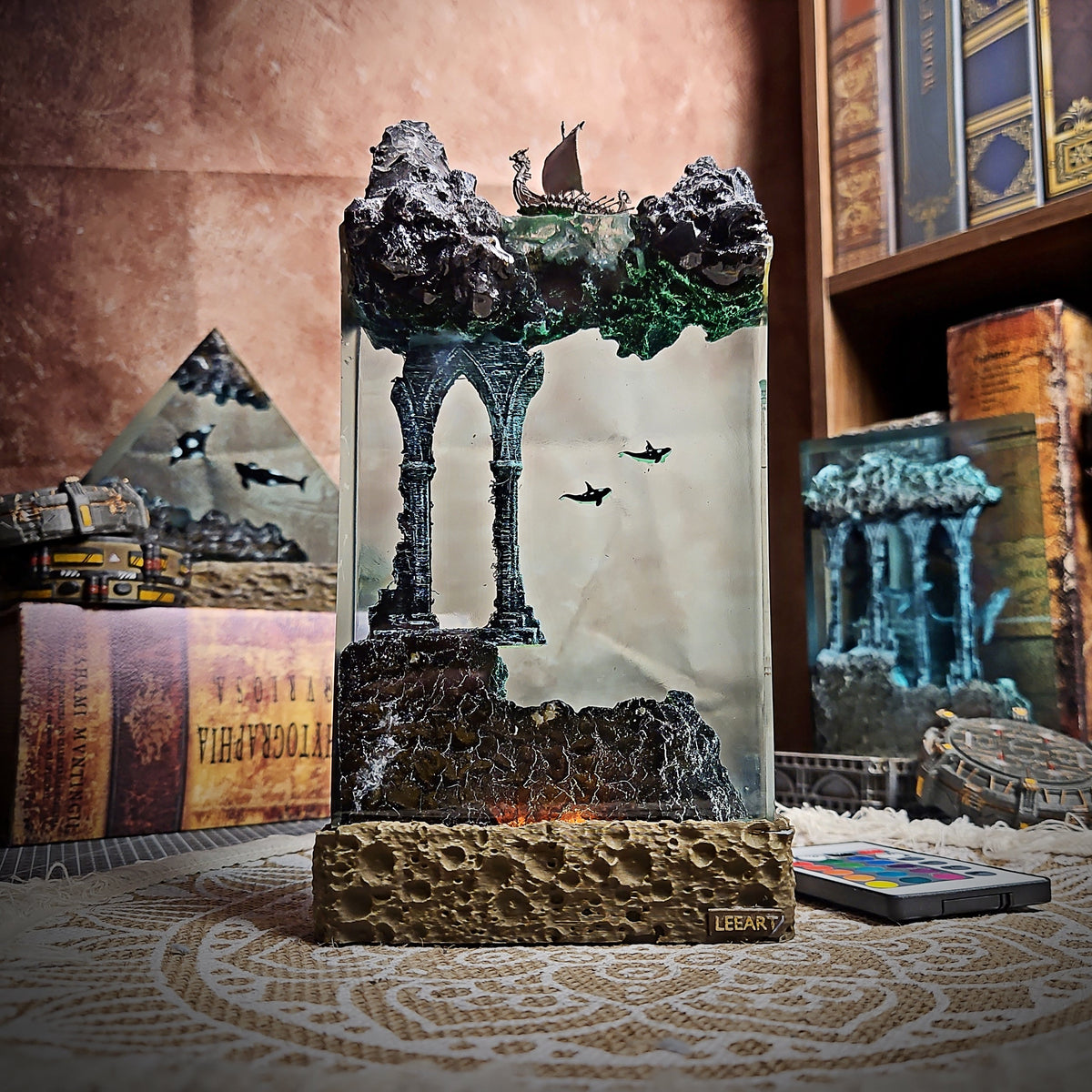 Ocean Viking Rectangle Resin Lamp - handmade resin lamp