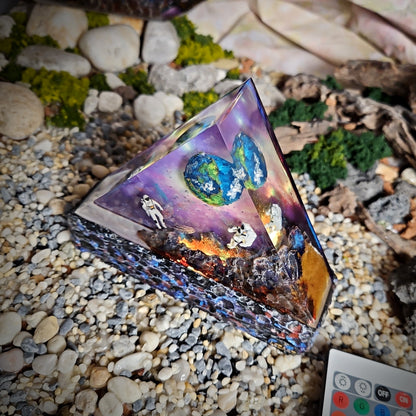 Galaxy Earth Triangle Resin Lamp - handmade resin lamp