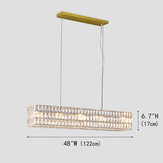 Dina Halo Rectangular Crystal Chandelier