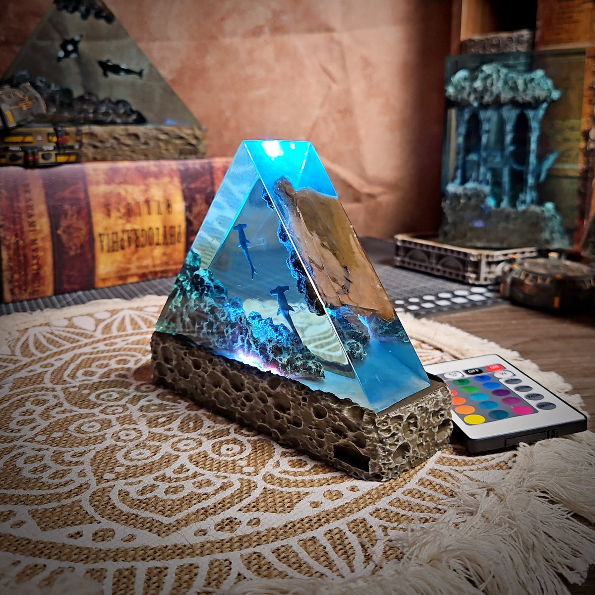 Ocean Shark Triangle Resin Lamp - handmade resin lamp