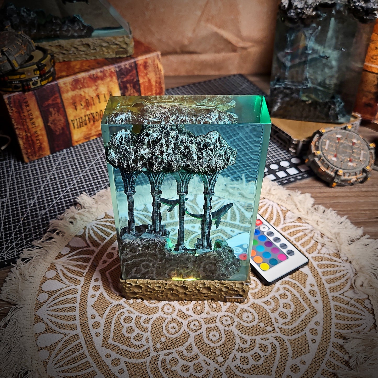Ocean Whale Rectangle Resin Lamp - handmade resin lamp