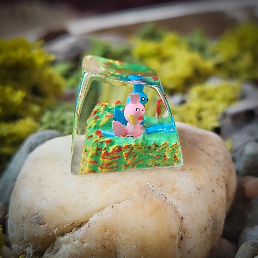 Mudkip And Shiny Keycap - handmade resin keycap