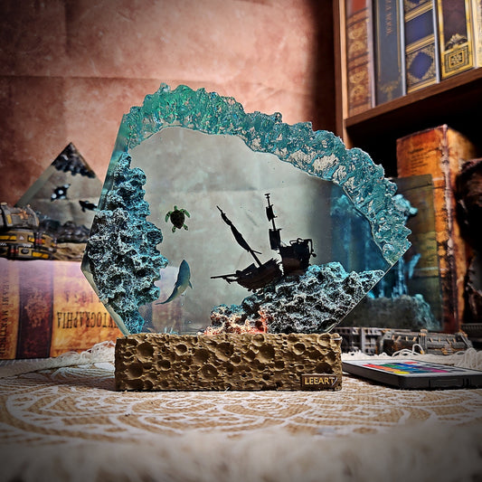 Ocean Shipwreck Resin Lamp - handmade resin lamp