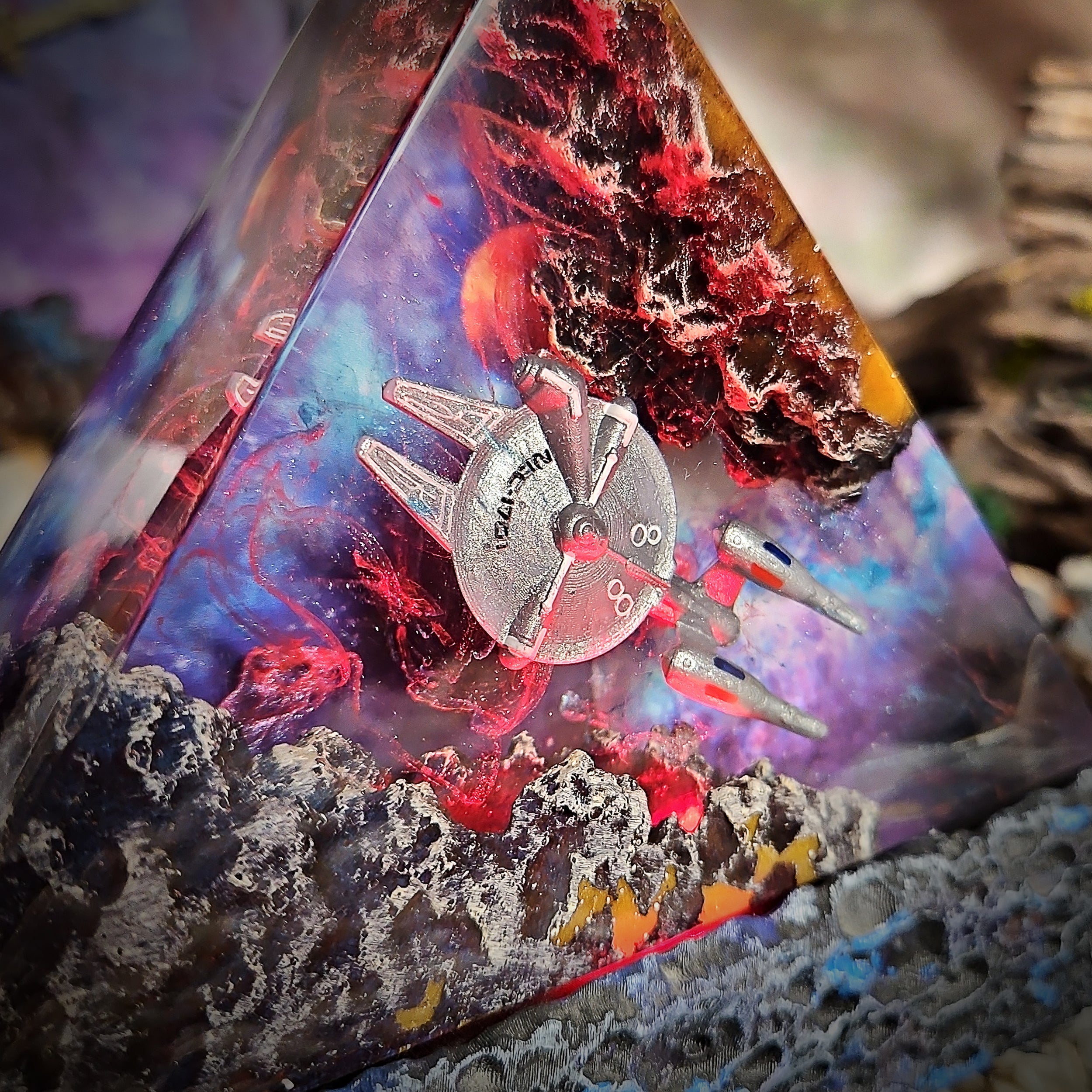 Galaxy StarTrek Triangle Resin Lamp - handmade resin lamp
