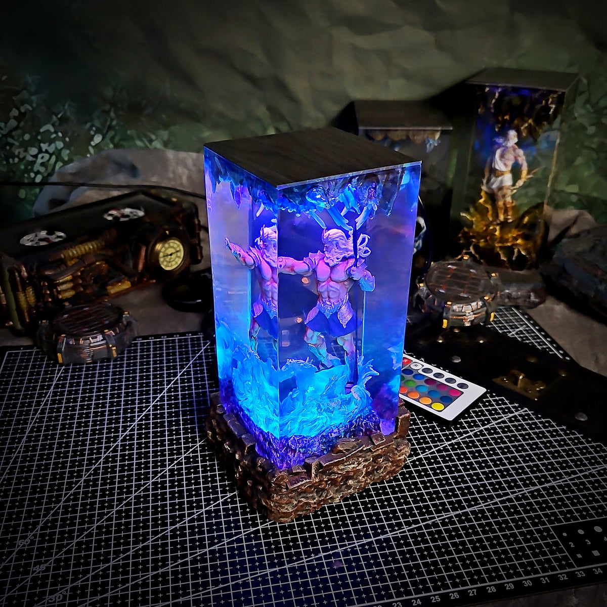 Athens Poseidon Resin Lamp - handmade resin lamp
