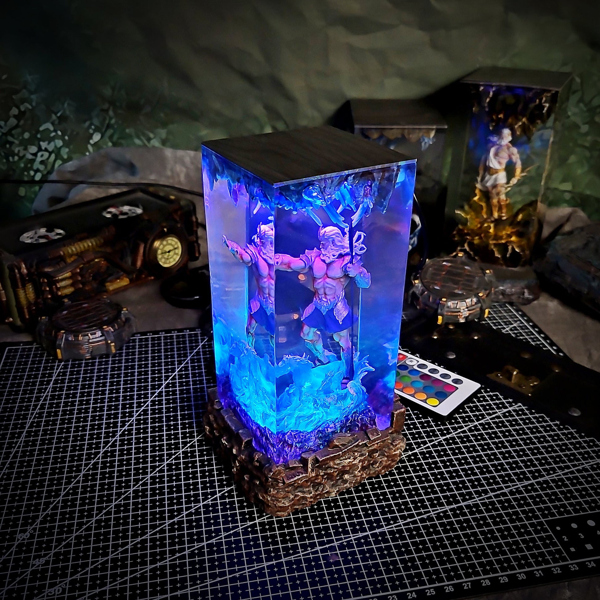Athens Poseidon Resin Lamp - handmade resin lamp