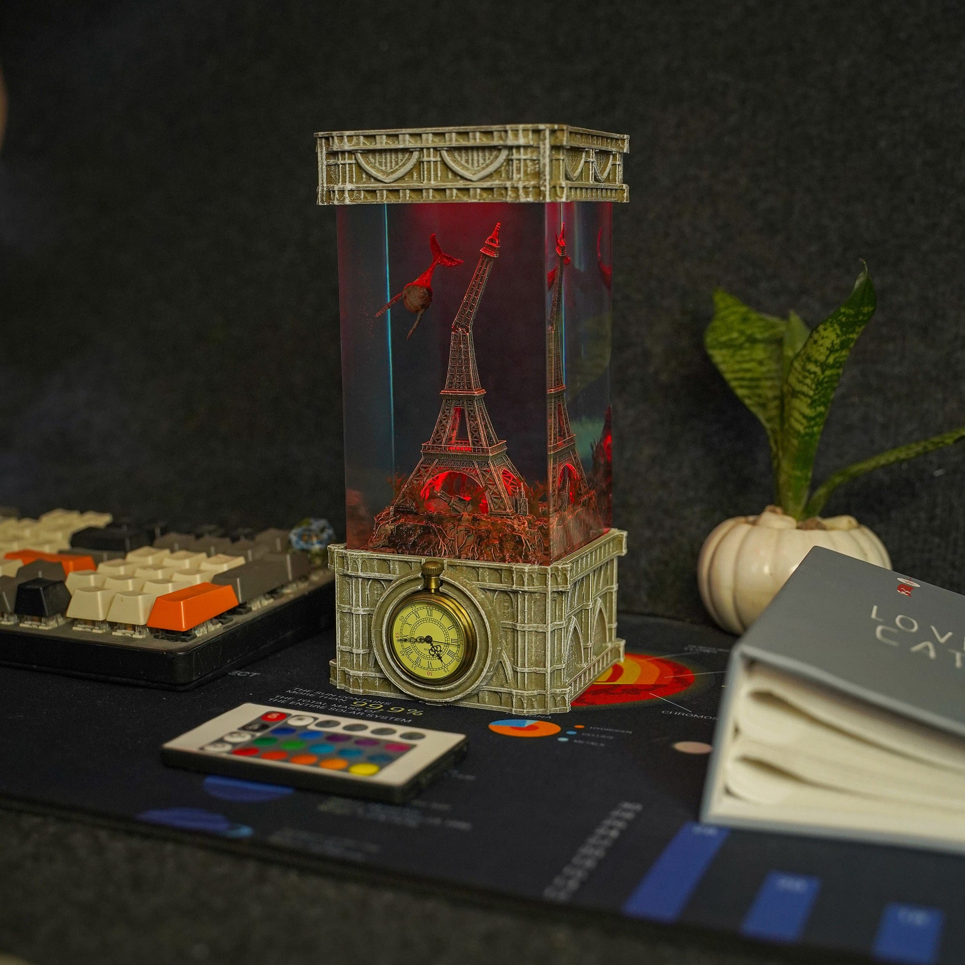 Eiffel Tower Clock Resin Lamp - handmade resin lamp