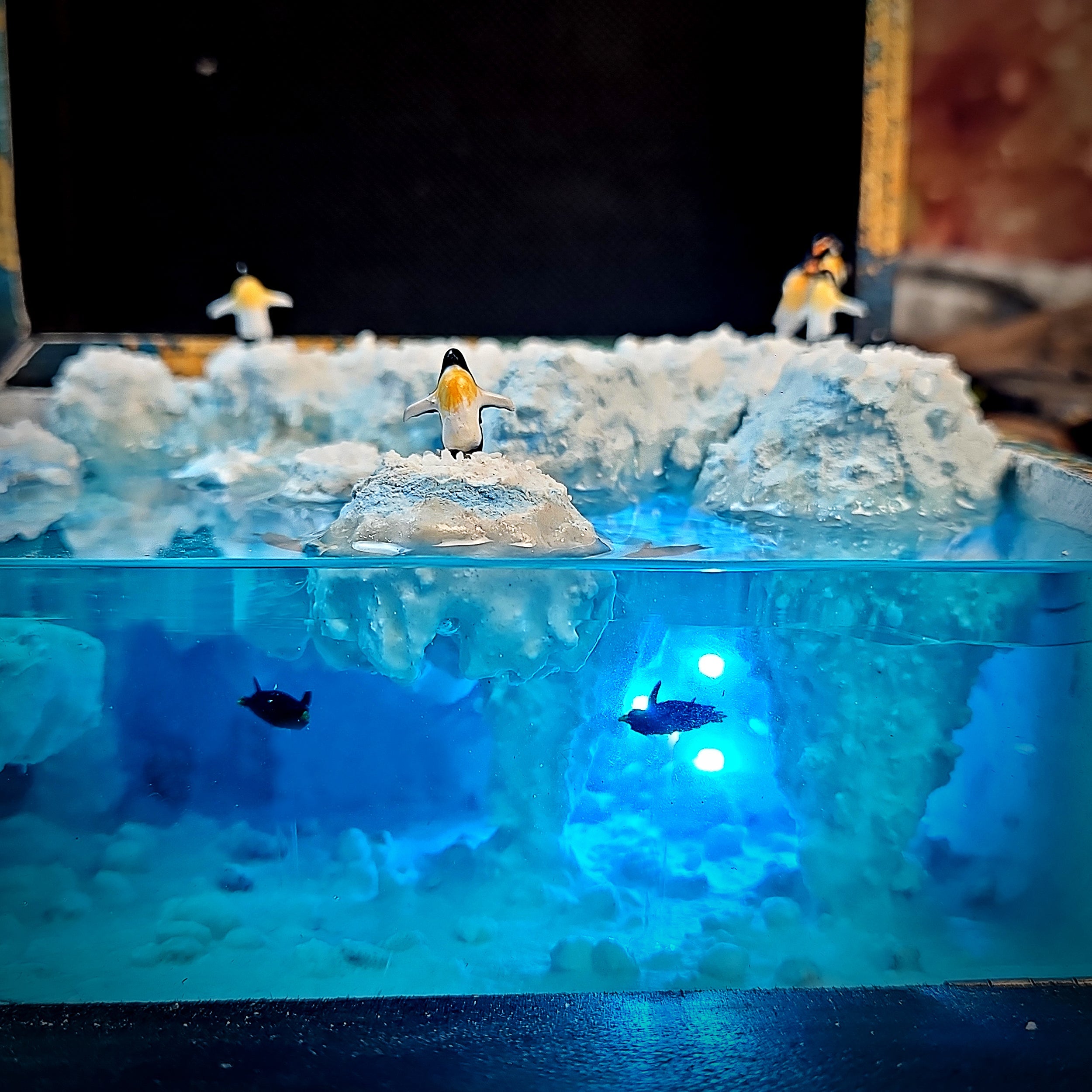 Penguin Iceberg Light Box - handmade resin light box