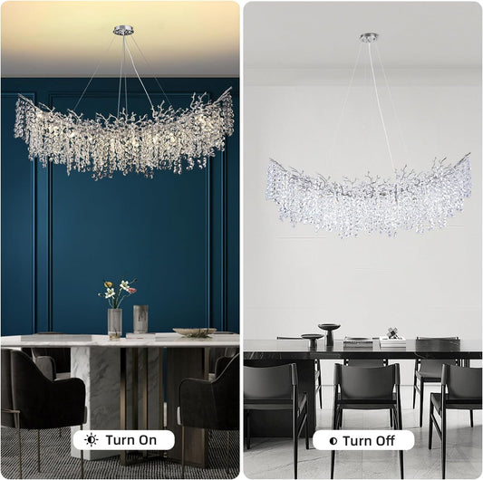 Snow Tree Branch Crystal Chandelier for All Rooms 30" 40" 55"