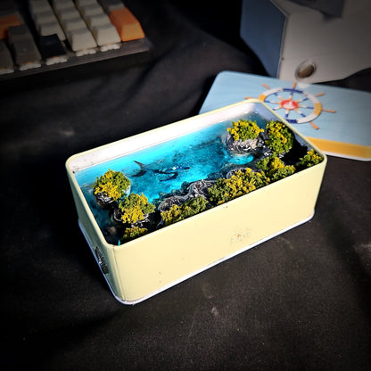 Whale Tin Light Box - handmade resin light box