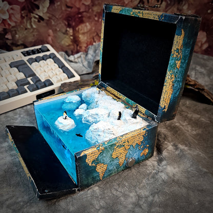 Penguin Iceberg Light Box - handmade resin light box