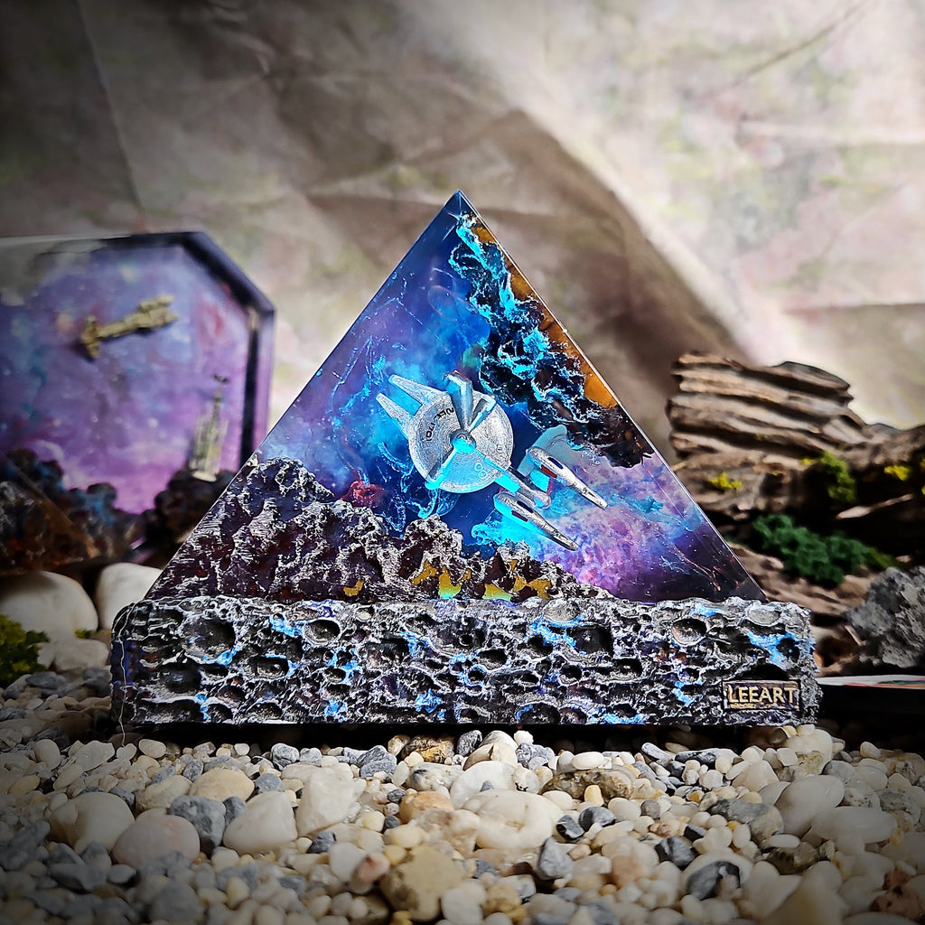 Galaxy StarTrek Triangle Resin Lamp - handmade resin lamp